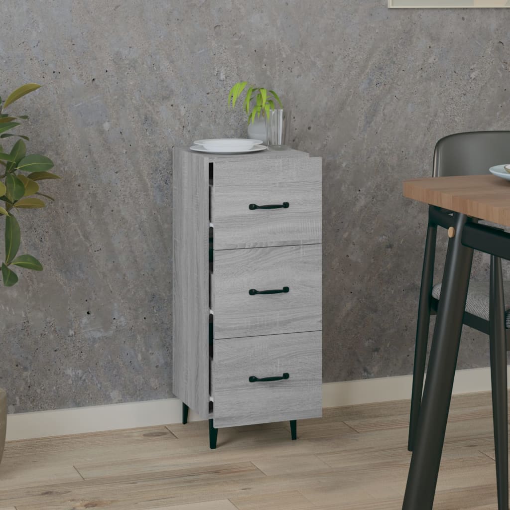 skænk 34,5x34x90 cm konstrueret træ grå sonoma-eg