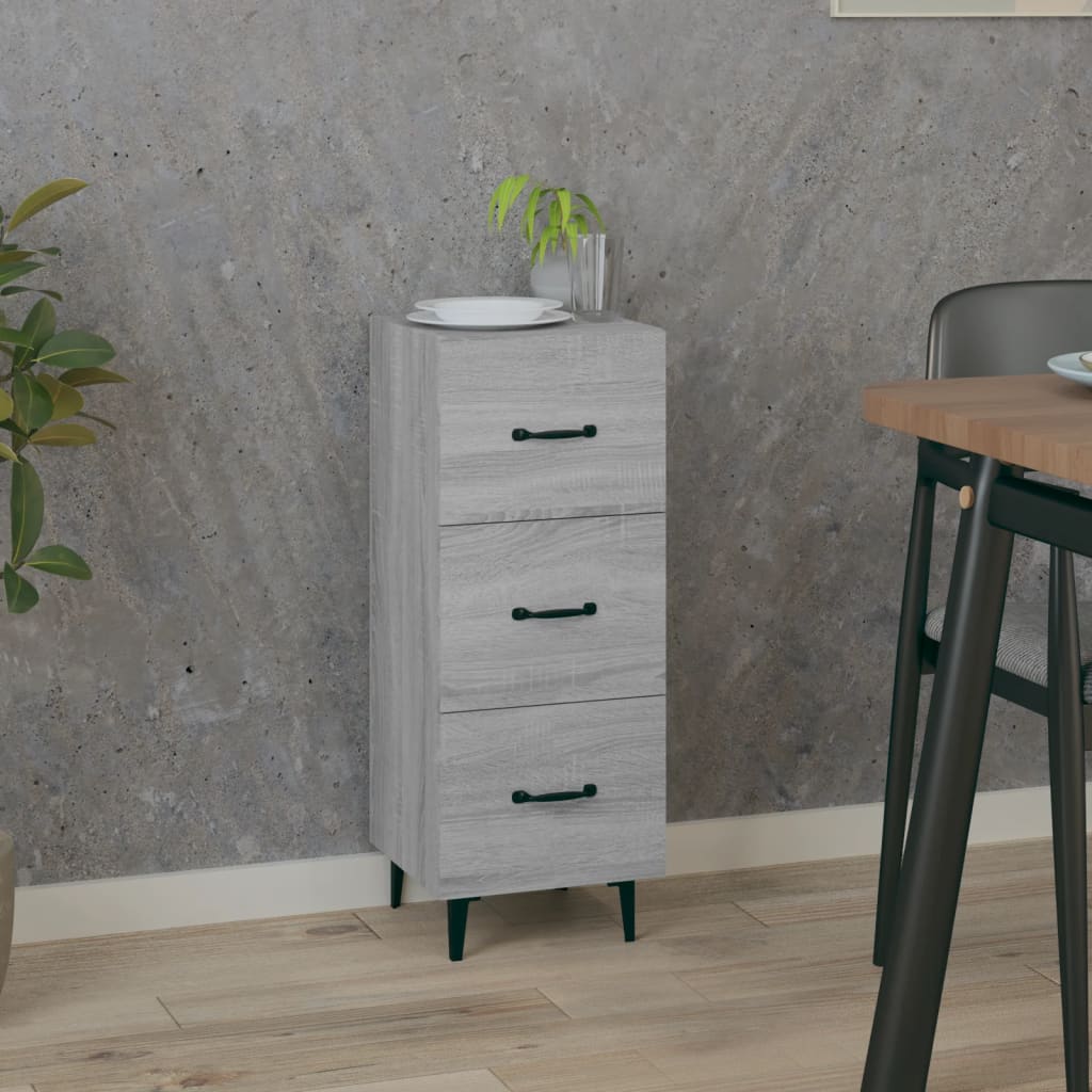 skænk 34,5x34x90 cm konstrueret træ grå sonoma-eg
