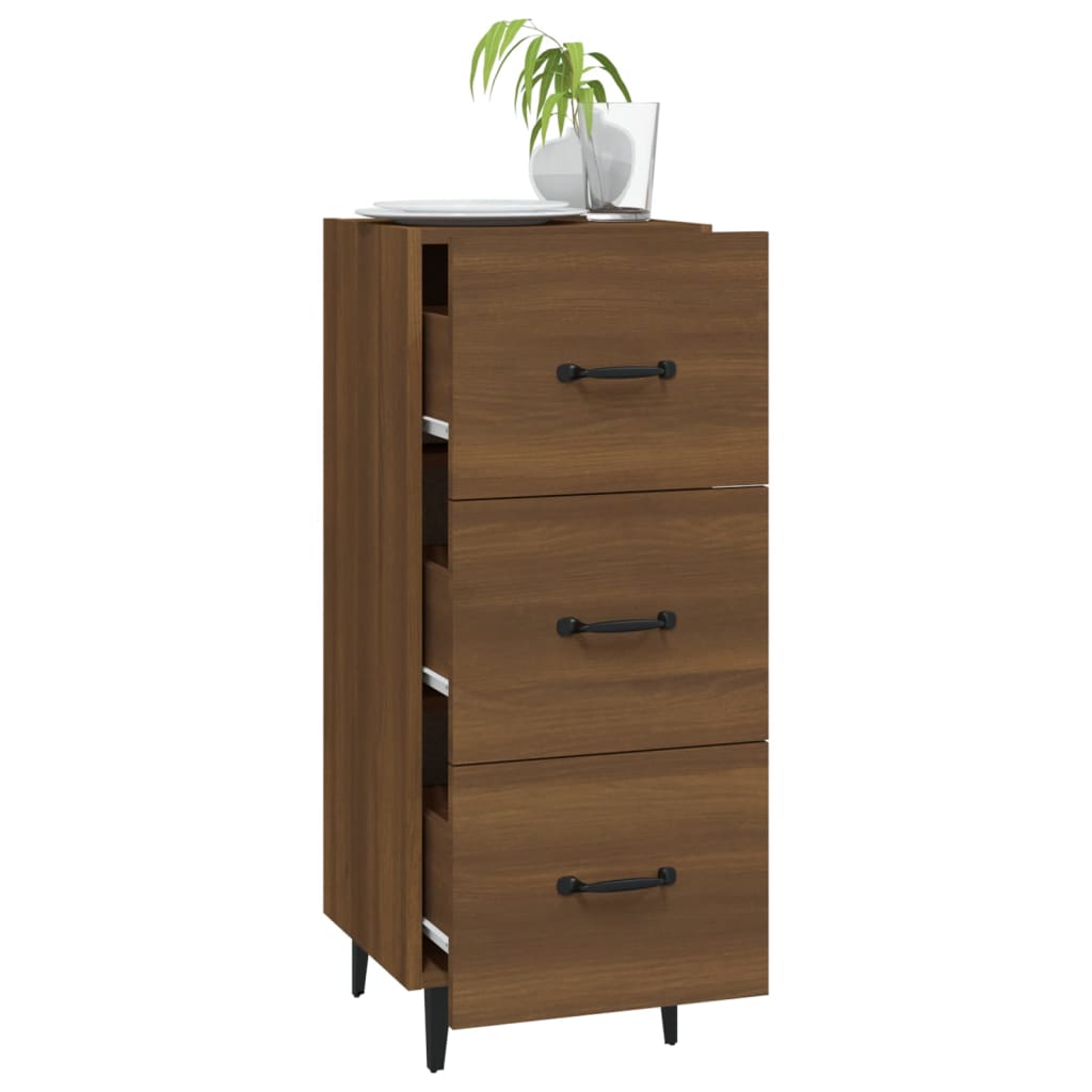 skænk 34,5x34x90 cm konstrueret træ brun egetræsfarve