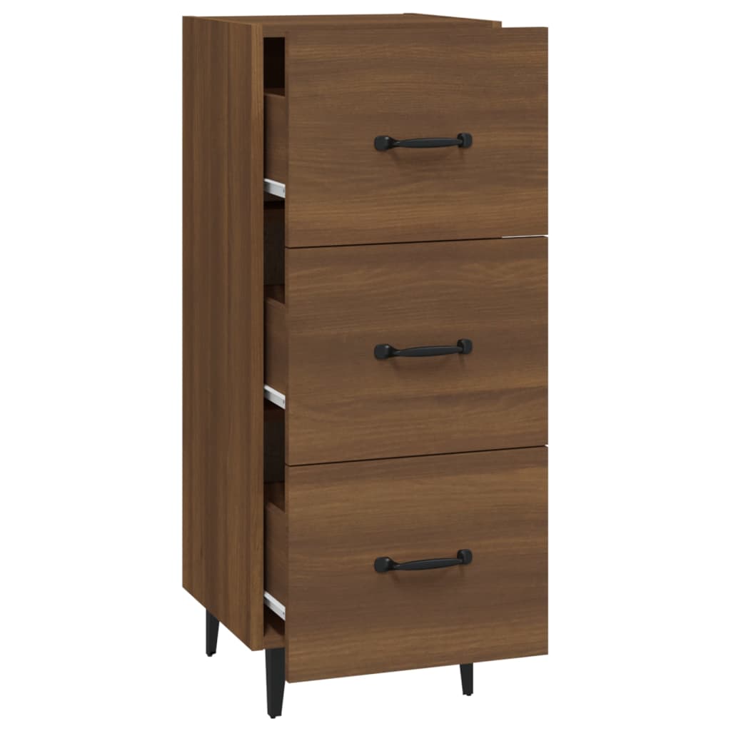 skænk 34,5x34x90 cm konstrueret træ brun egetræsfarve