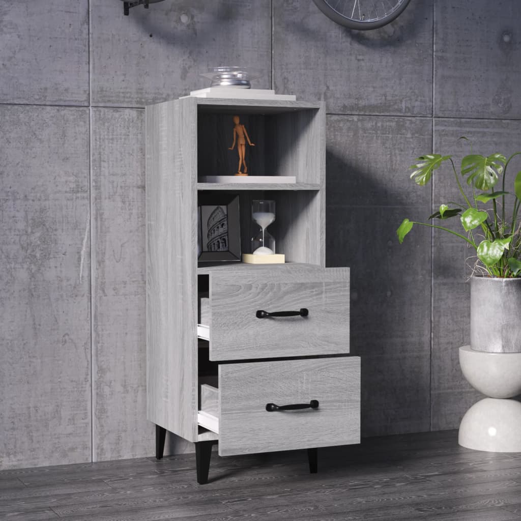 skænk 34,5x34x90 cm konstrueret træ grå sonoma-eg