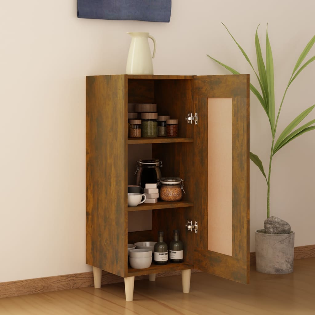 skænk 34,5x34x90 cm konstrueret træ røget egetræsfarve