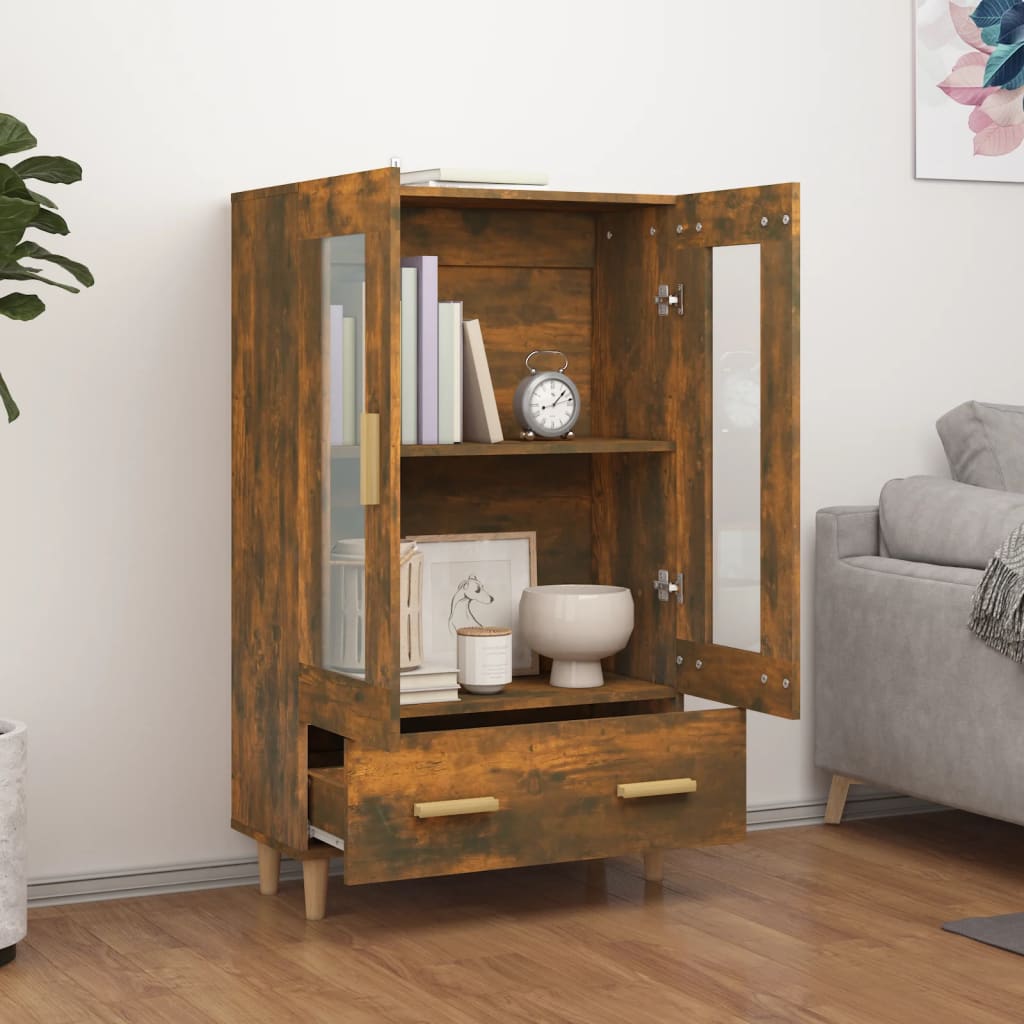skab 70x31x115 cm konstrueret træ røget egetræsfarve