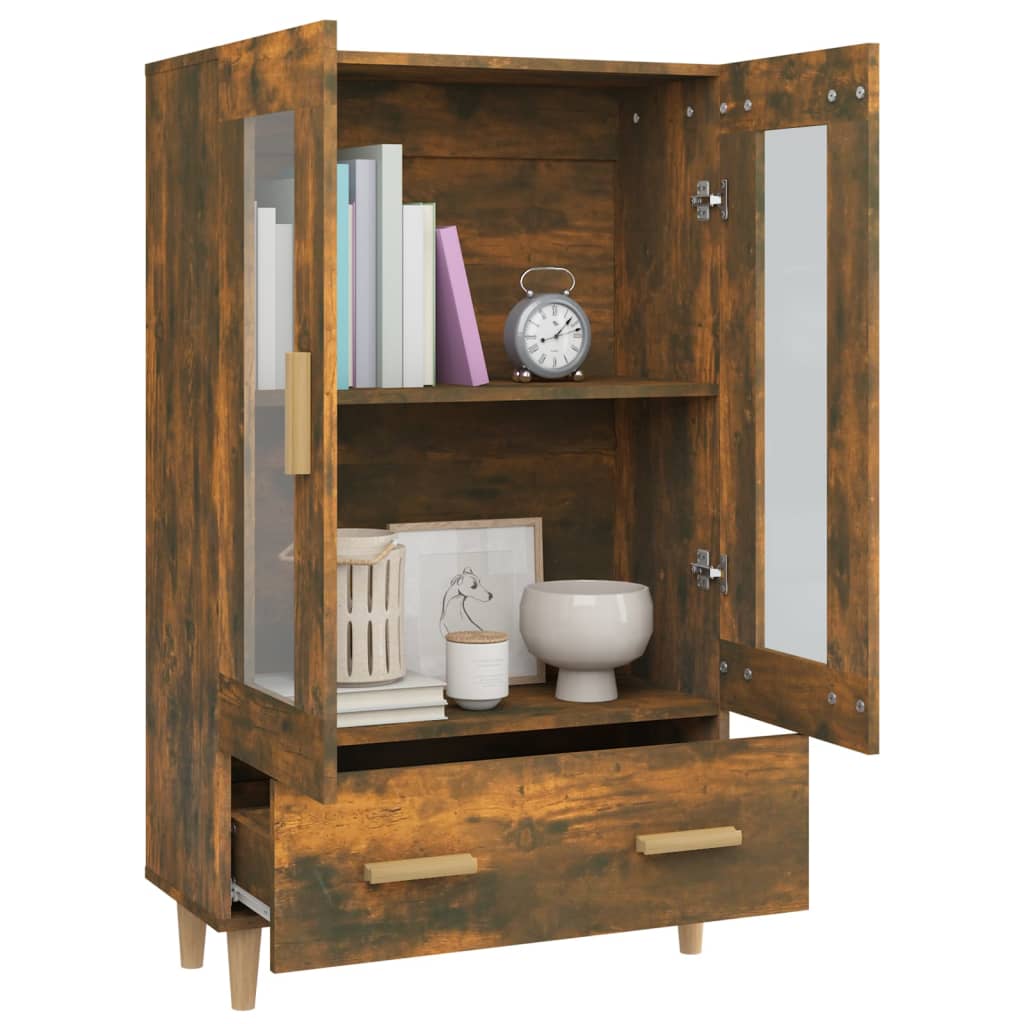 skab 70x31x115 cm konstrueret træ røget egetræsfarve