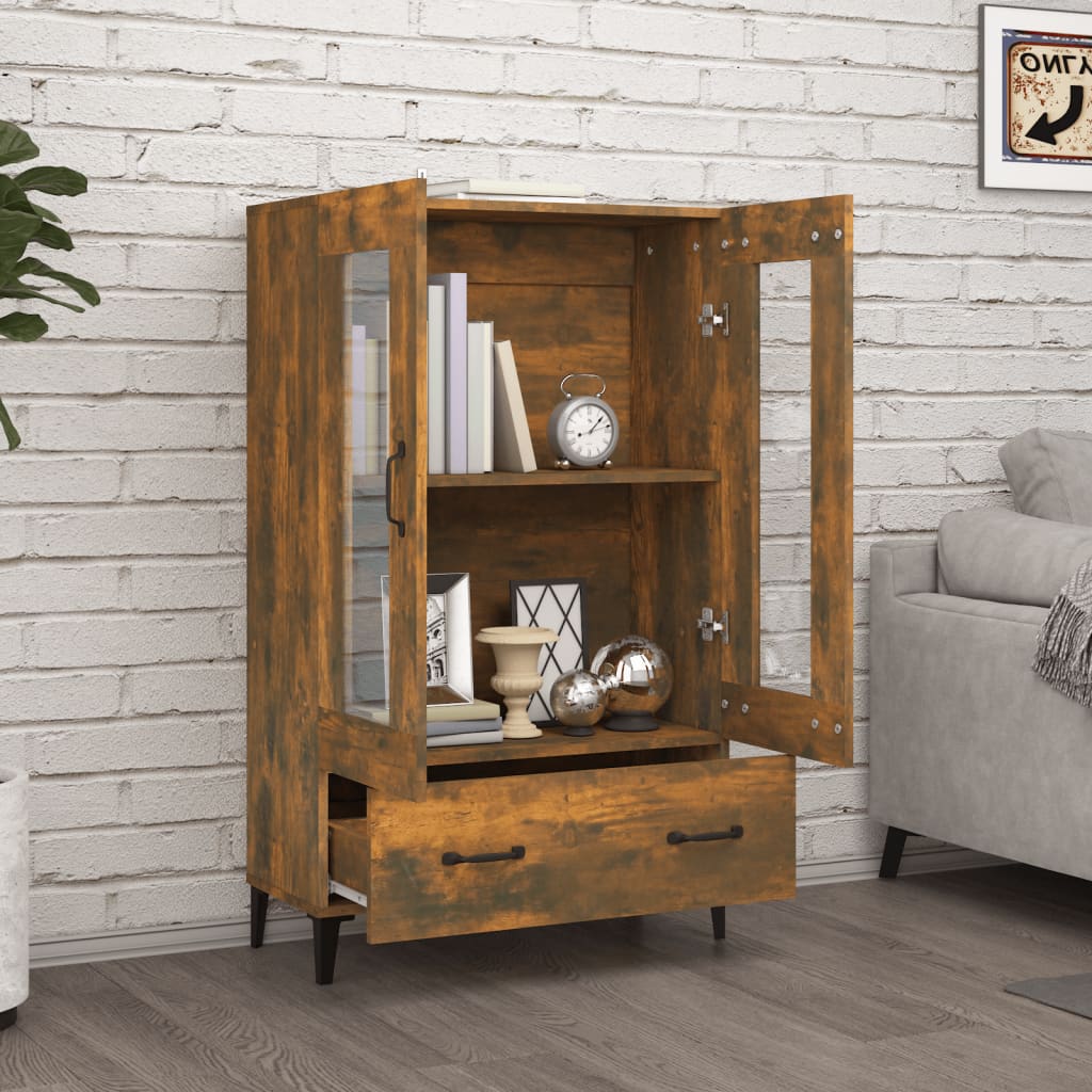 skab 70x31x115 cm konstrueret træ røget egetræsfarve
