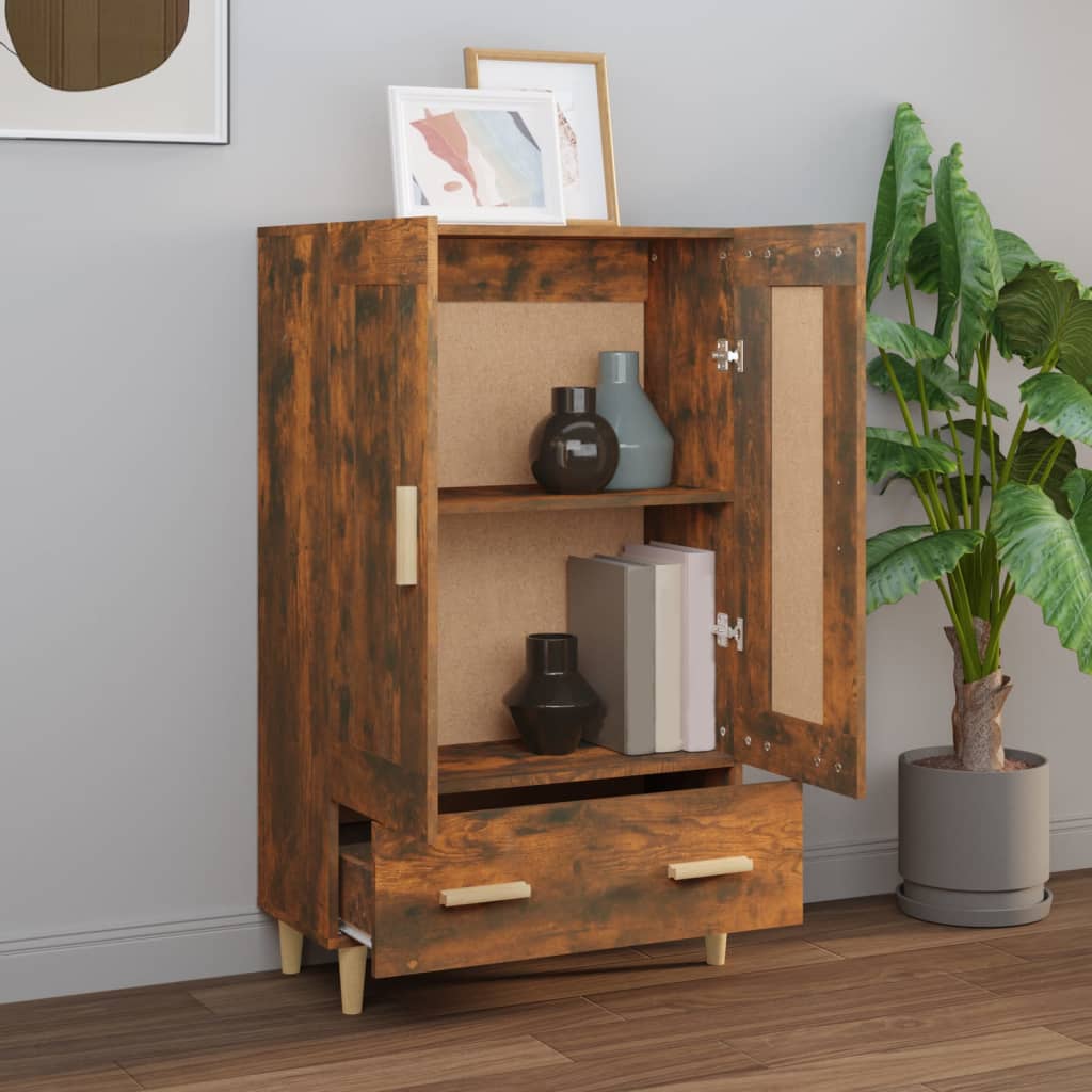 skab 70x31x115 cm konstrueret træ røget egetræsfarve