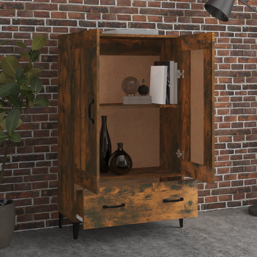 skab 70x31x115 cm konstrueret træ røget egetræsfarve