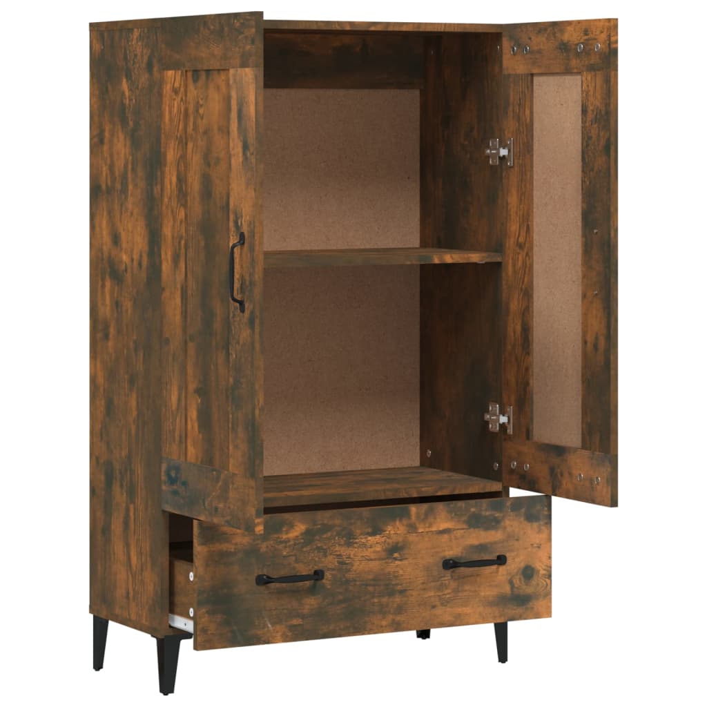 skab 70x31x115 cm konstrueret træ røget egetræsfarve