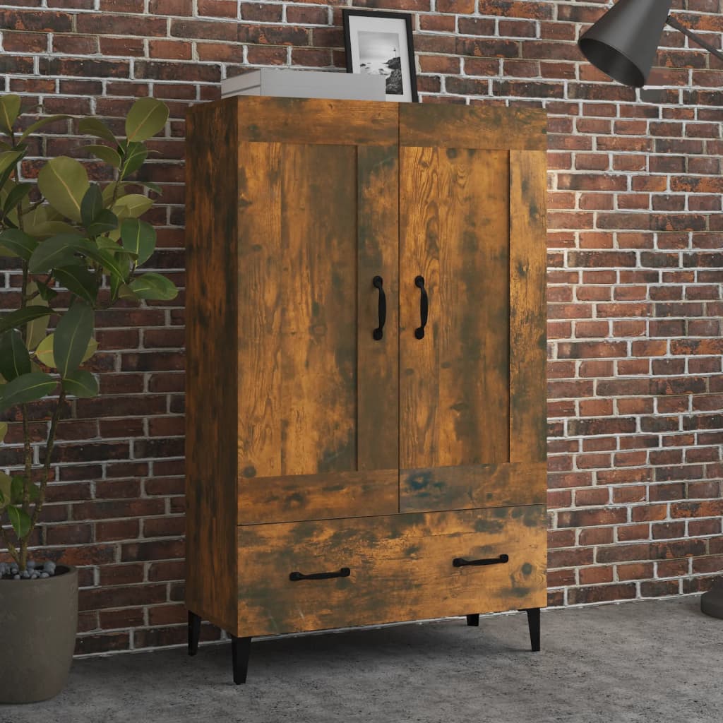 skab 70x31x115 cm konstrueret træ røget egetræsfarve