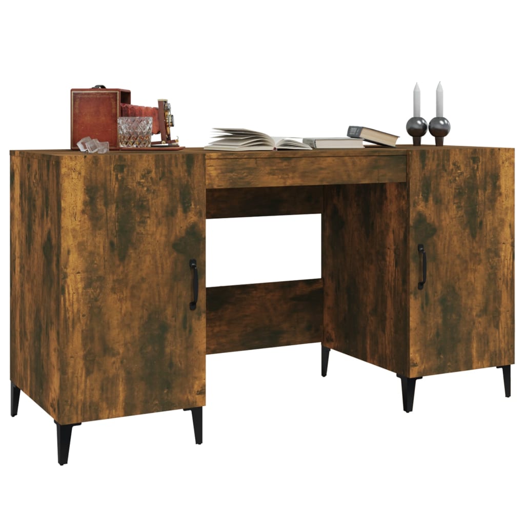 skrivebord 140x50x75 cm konstrueret træ røget egetræsfarve