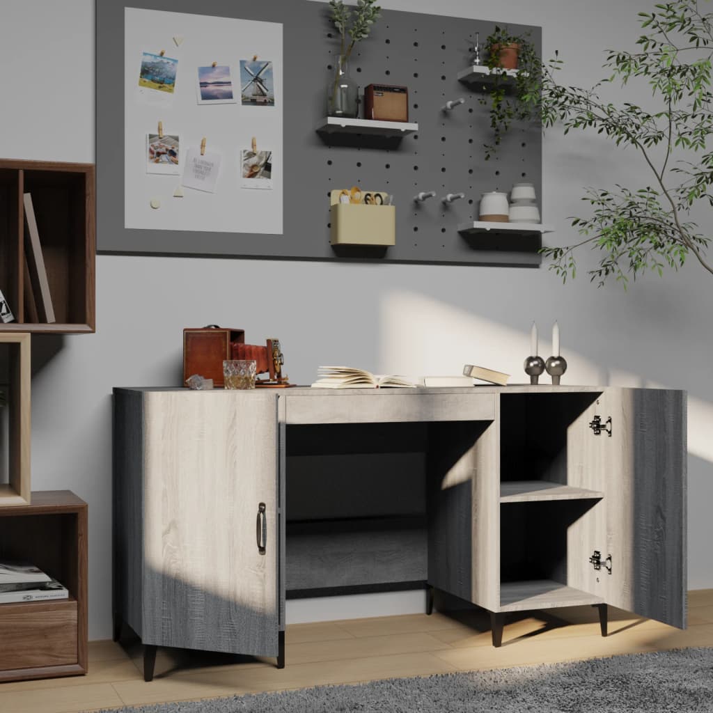 skrivebord 140x50x75 cm konstrueret træ grå sonoma-eg