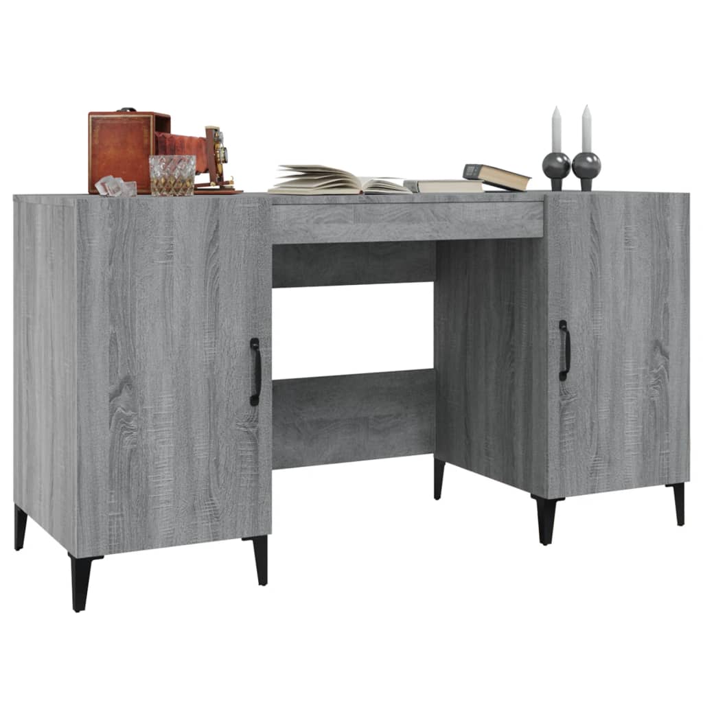 skrivebord 140x50x75 cm konstrueret træ grå sonoma-eg