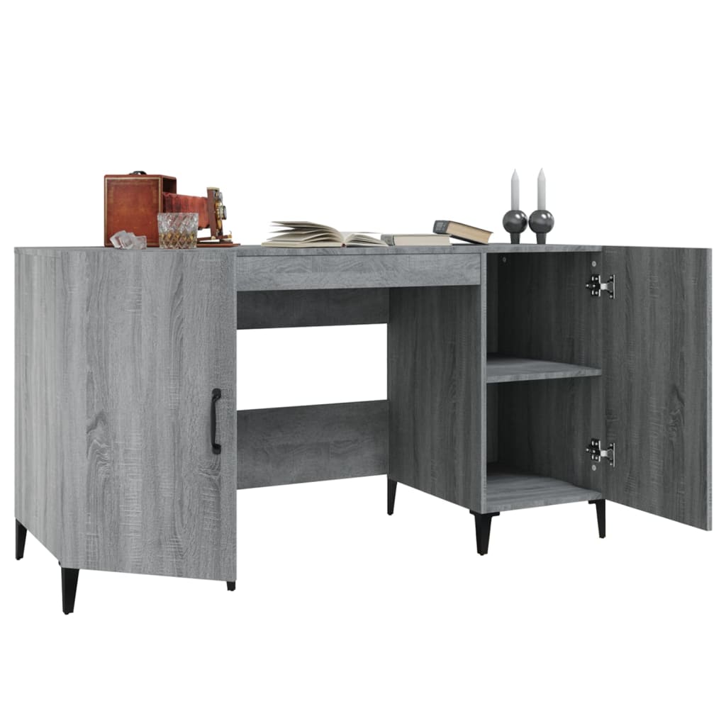skrivebord 140x50x75 cm konstrueret træ grå sonoma-eg