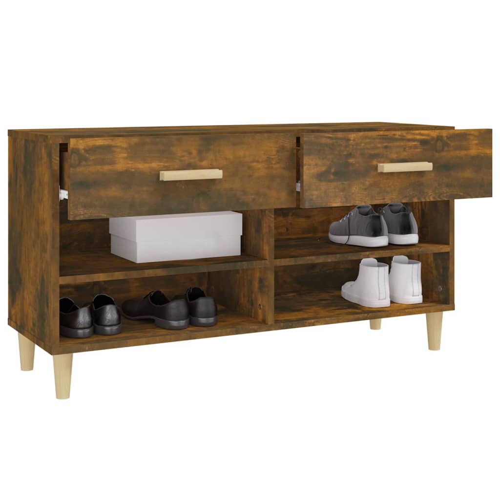skoreol 102x35x55 cm konstrueret træ røget egetræsfarve