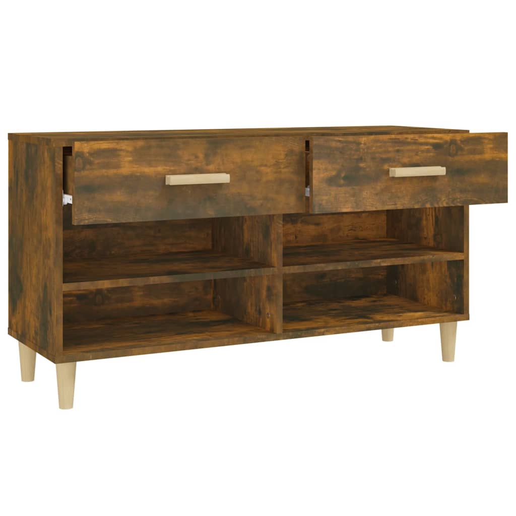 skoreol 102x35x55 cm konstrueret træ røget egetræsfarve