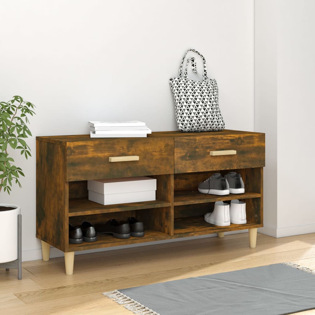skoreol 102x35x55 cm konstrueret træ røget egetræsfarve