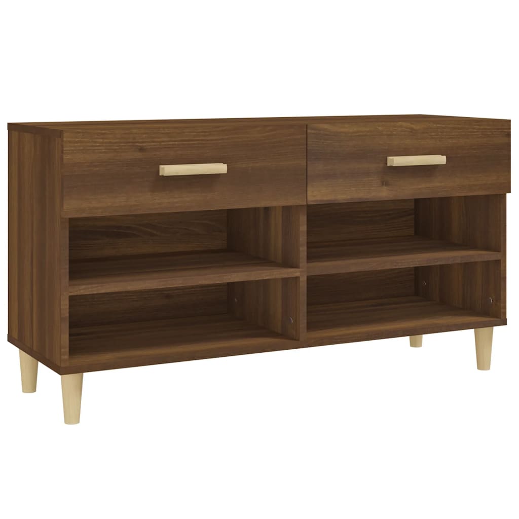 skoreol 102x35x55 cm konstrueret træ brun egetræsfarve