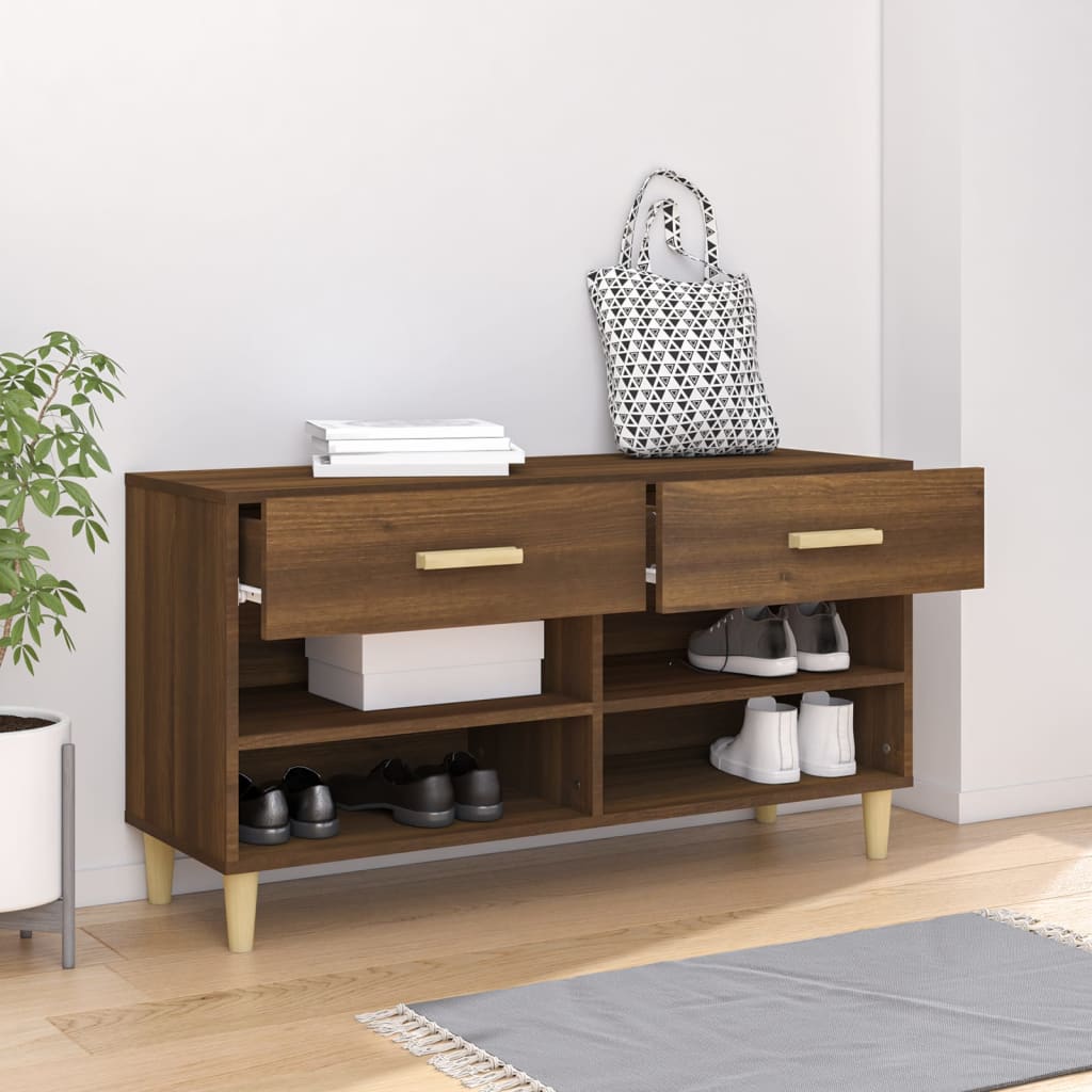 skoreol 102x35x55 cm konstrueret træ brun egetræsfarve