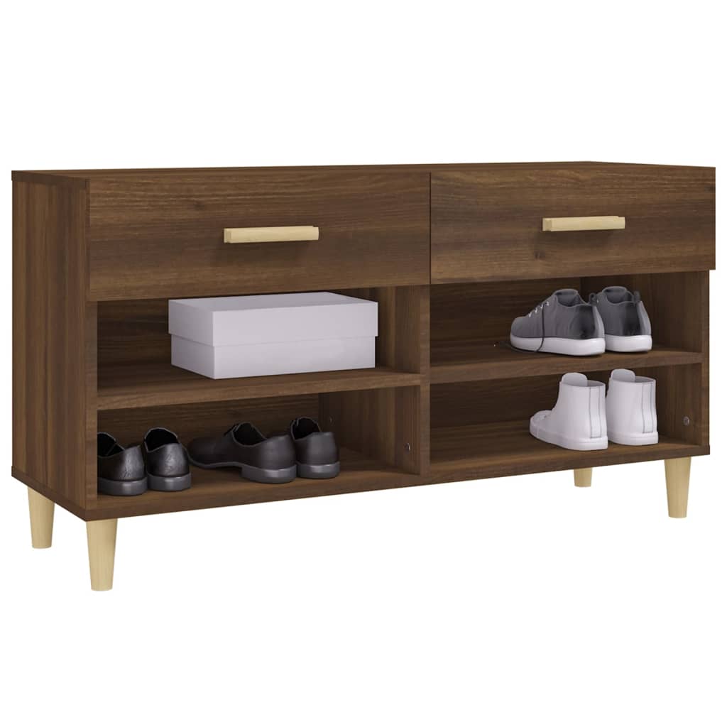 skoreol 102x35x55 cm konstrueret træ brun egetræsfarve