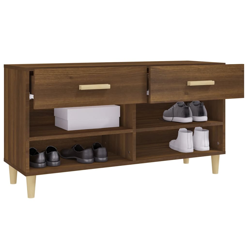 skoreol 102x35x55 cm konstrueret træ brun egetræsfarve