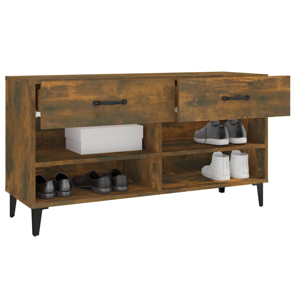 skoreol 102x35x55 cm konstrueret træ røget egetræsfarve
