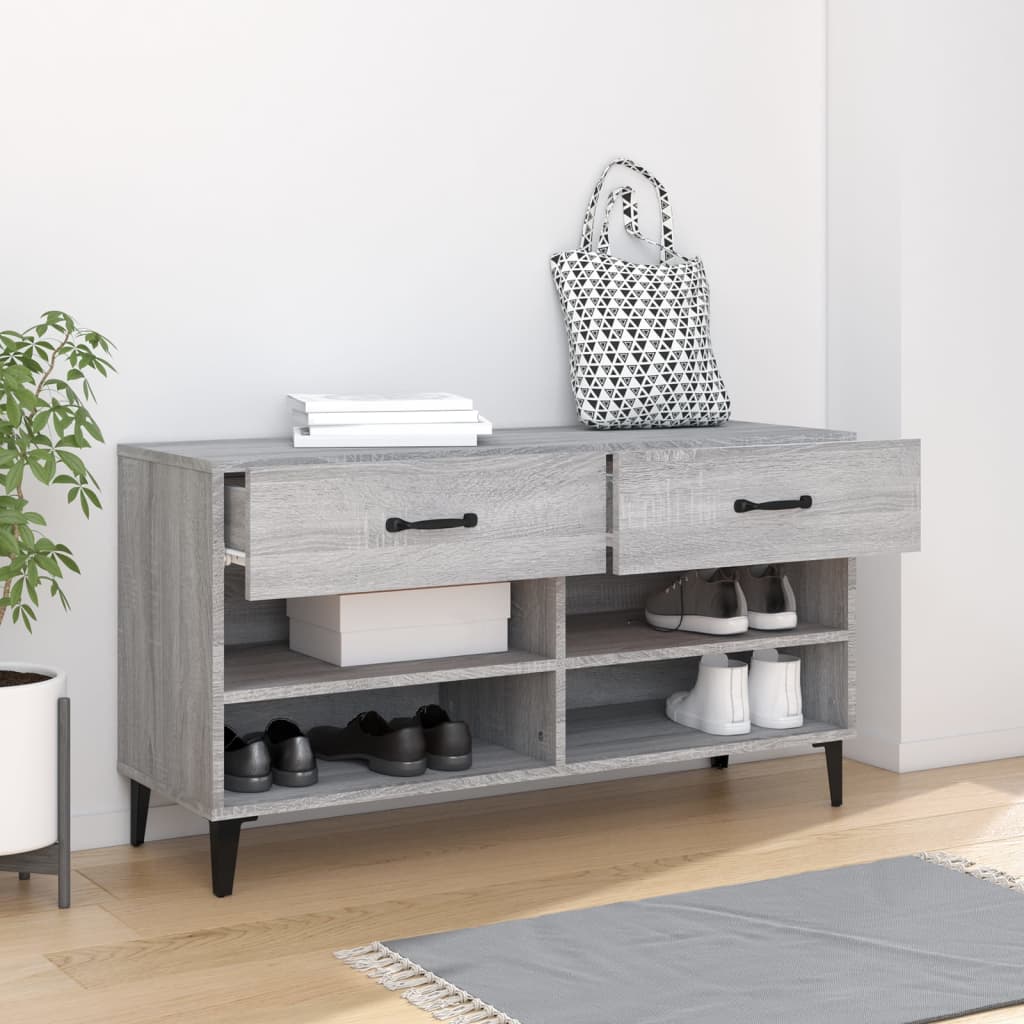 skoreol 102x35x55 cm konstrueret træ grå sonoma-eg