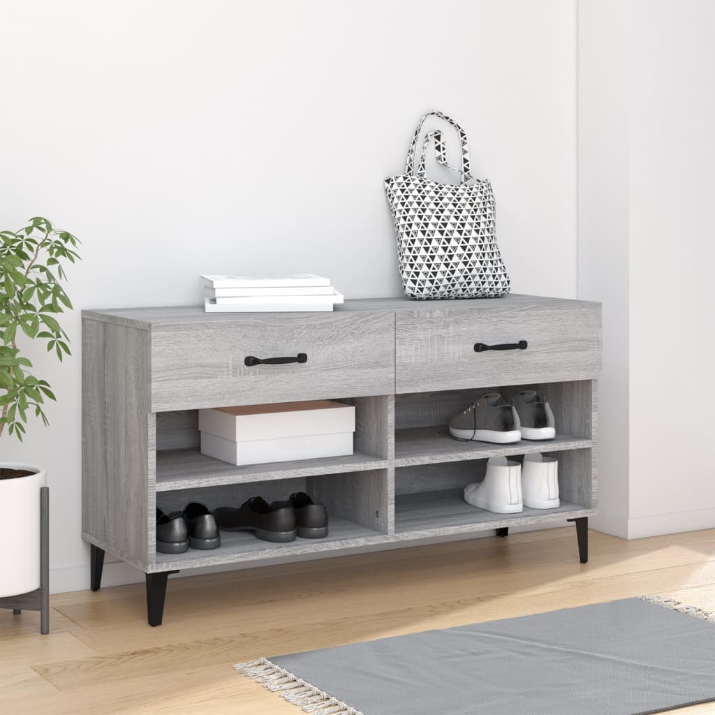 skoreol 102x35x55 cm konstrueret træ grå sonoma-eg