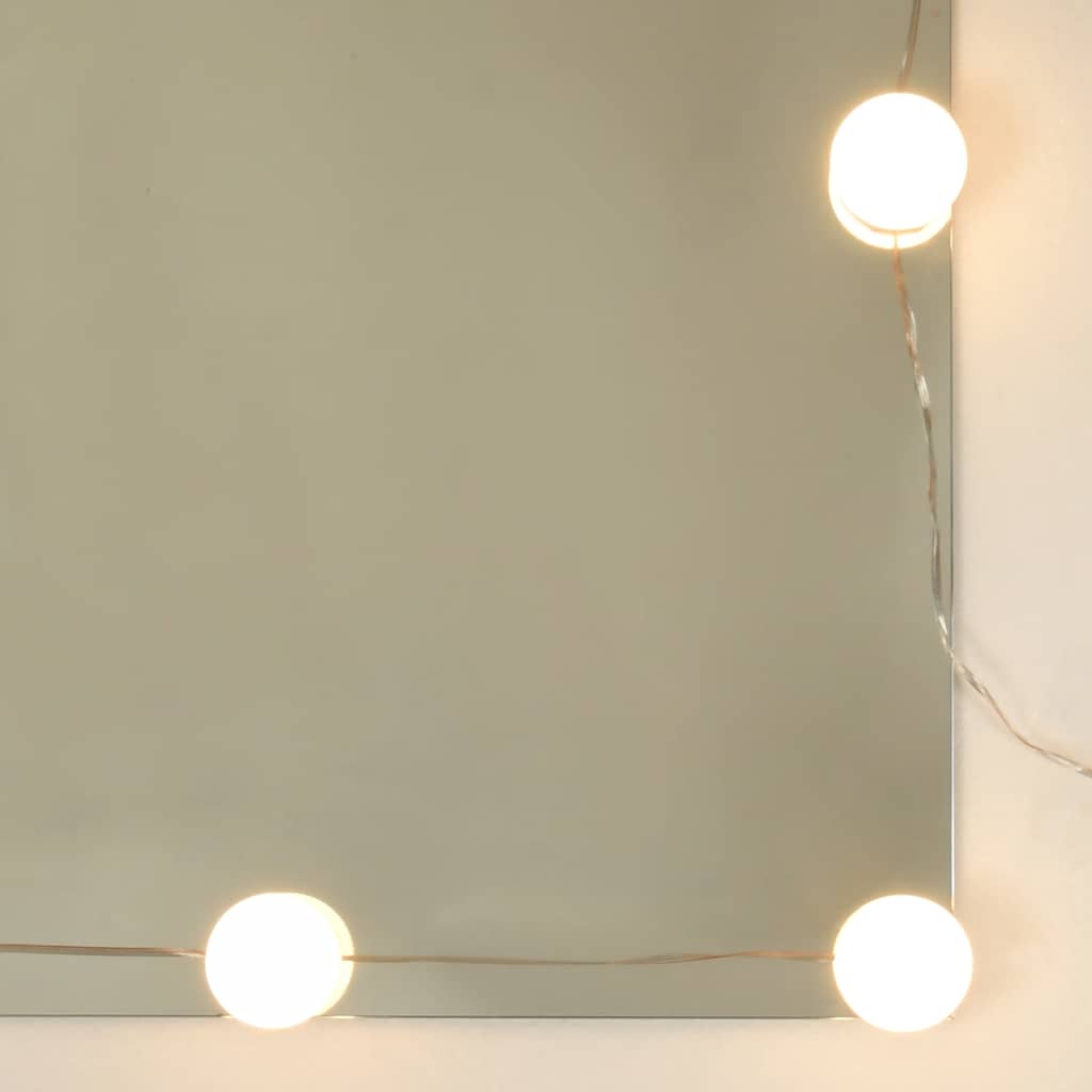 makeupbord med LED-lys 60x40x140 cm røget egetræsfarve