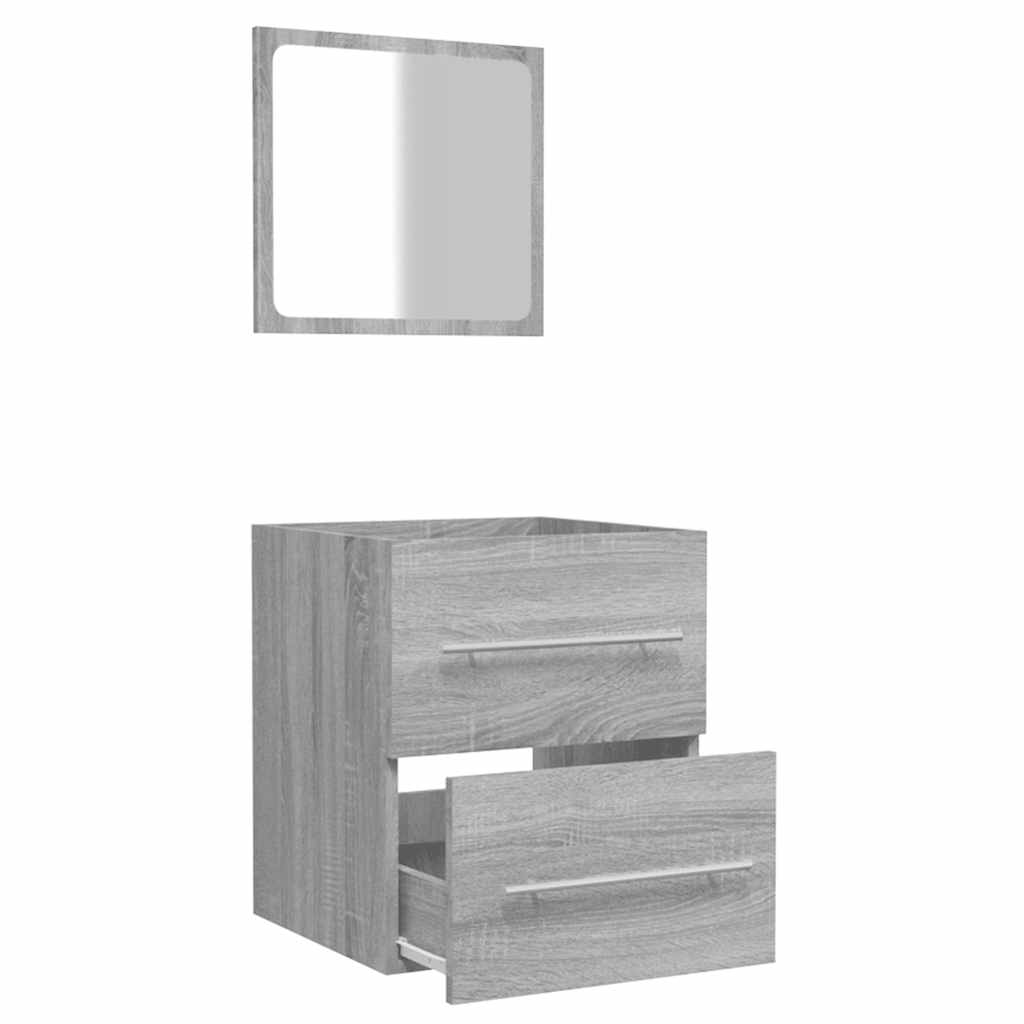 badeværelsesskab 41x38,5x48 cm konstrueret træ grå sonoma-eg