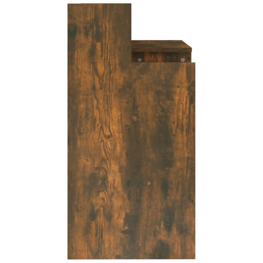 skrivebord med LED-lys 97x45x90 cm konstrueret træ røget eg