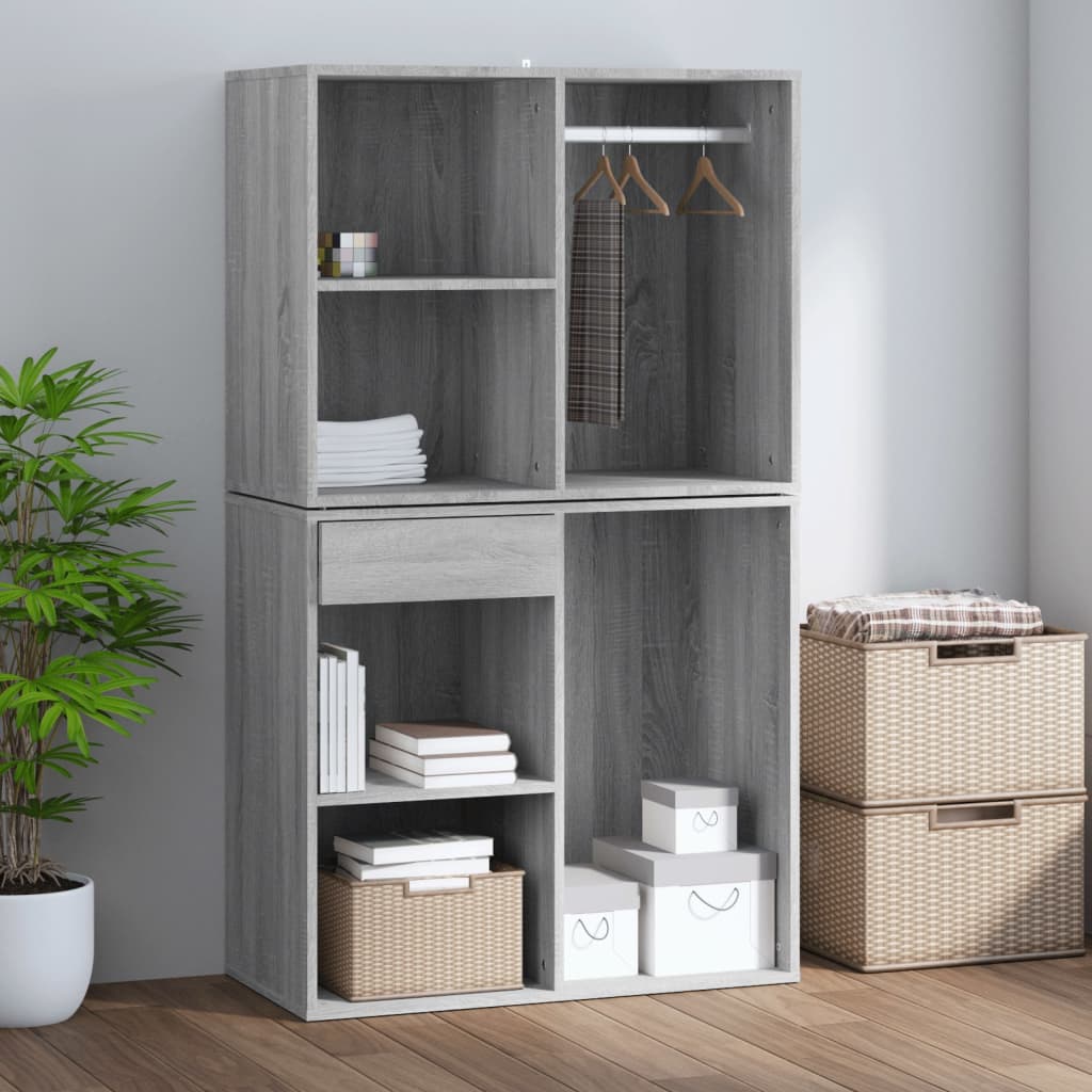 skab 80x40x65 cm konstrueret træ grå sonoma-eg