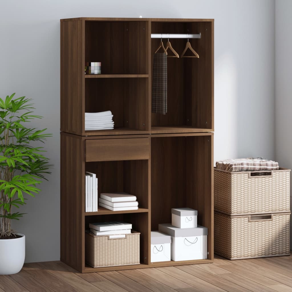 skab 80x40x65 cm konstrueret træ brun egetræ