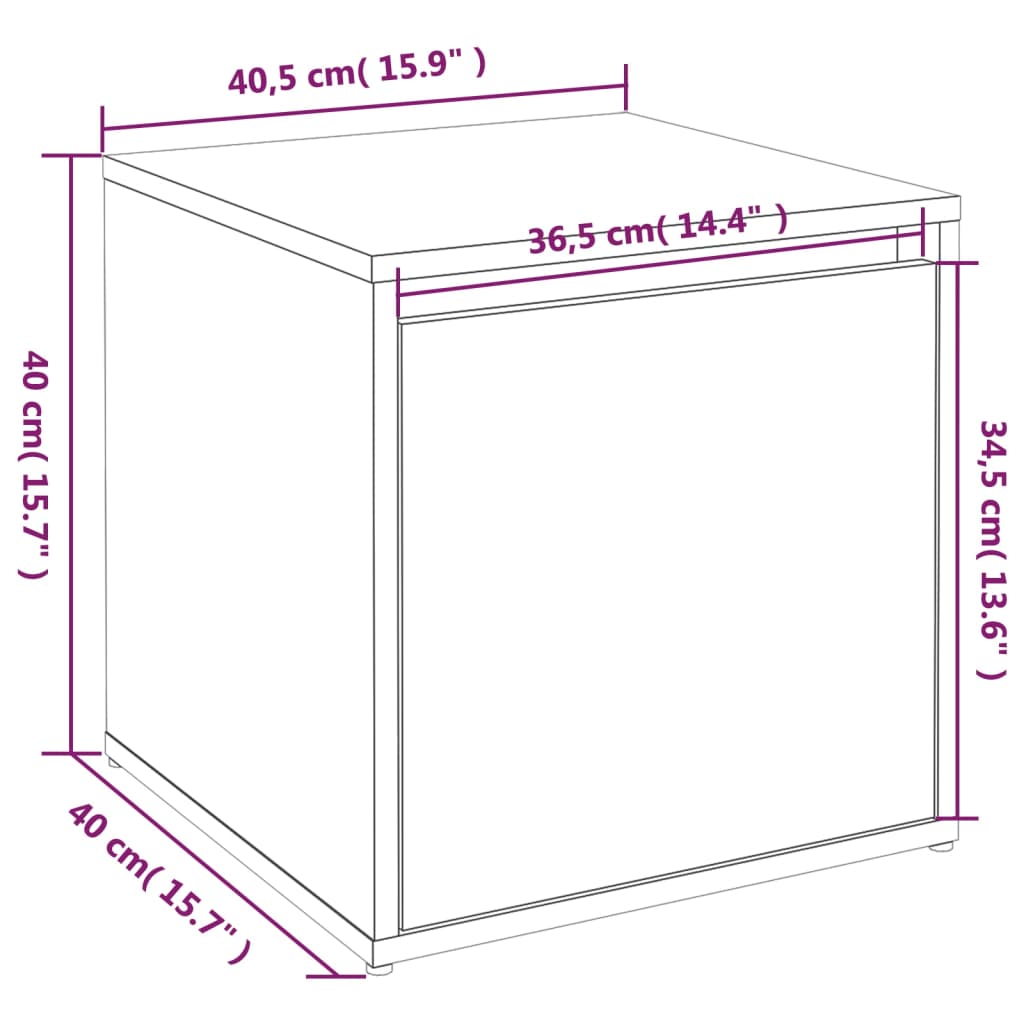 opbevaringsskab 40,5x40x40 cm konstrueret træ grå sonoma-eg