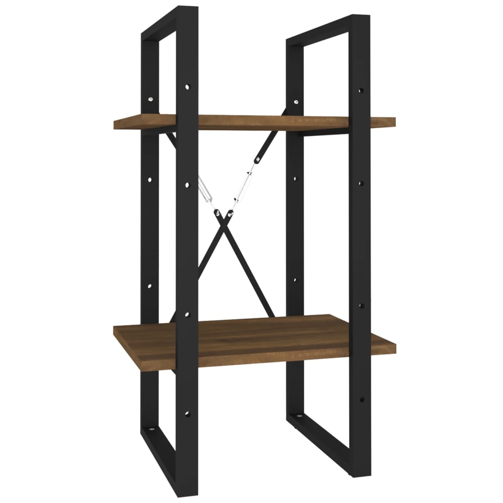bogreol m. 2 hylder 40x30x70 cm konstrueret træ brun egetræ