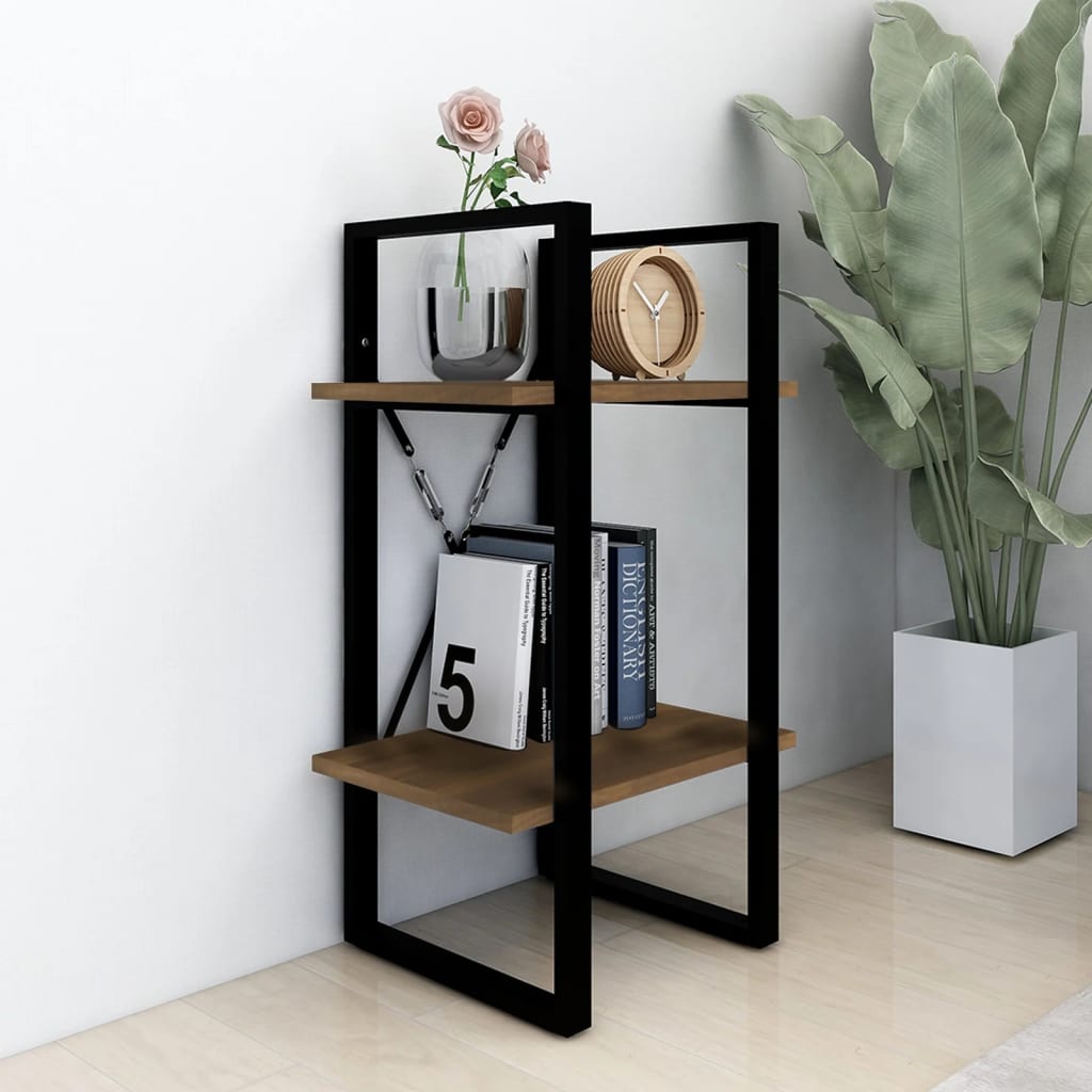 bogreol m. 2 hylder 40x30x70 cm konstrueret træ brun egetræ