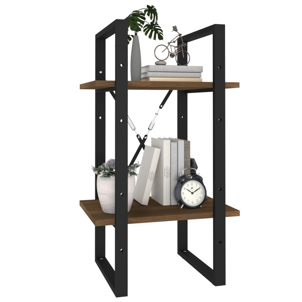 bogreol m. 2 hylder 40x30x70 cm konstrueret træ brun egetræ