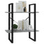 bogreol m. 2 hylder 60x30x70 cm konstrueret træ grå sonoma