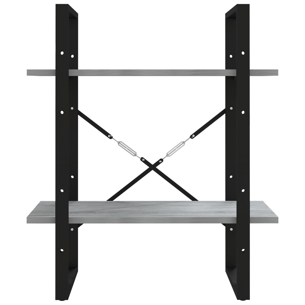 bogreol m. 2 hylder 60x30x70 cm konstrueret træ grå sonoma