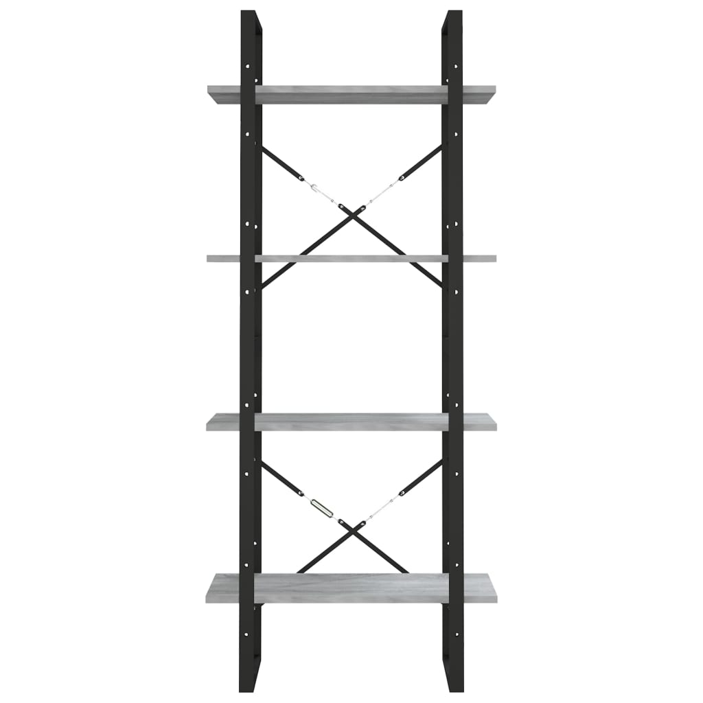 bogreol m. 4 hylder 60x30x140 cm konstrueret træ grå sonoma