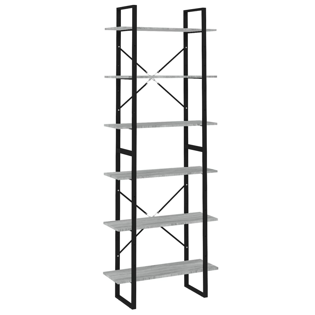 reol 80x30x210 cm konstrueret træ grå sonoma-eg