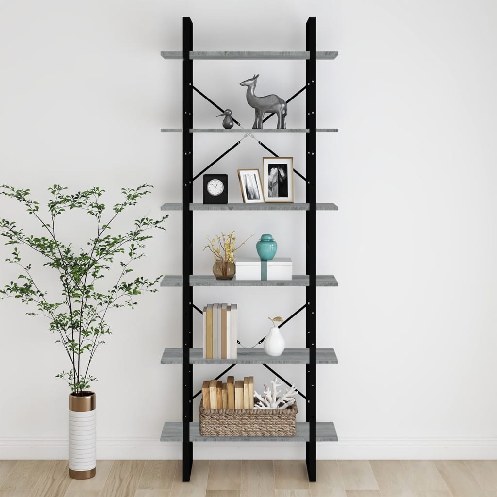 reol 80x30x210 cm konstrueret træ grå sonoma-eg