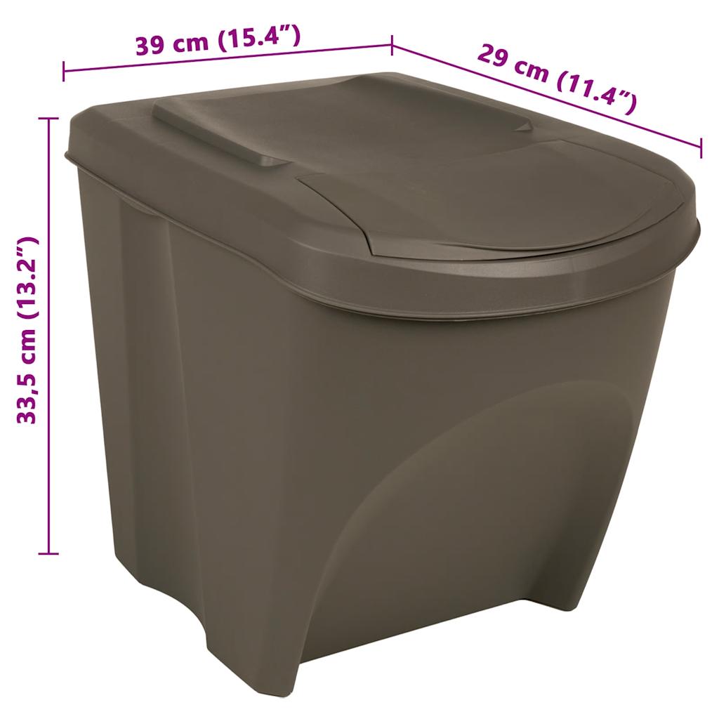 stabelbare affaldsspande 3 stk. 75 l polypropylen grå