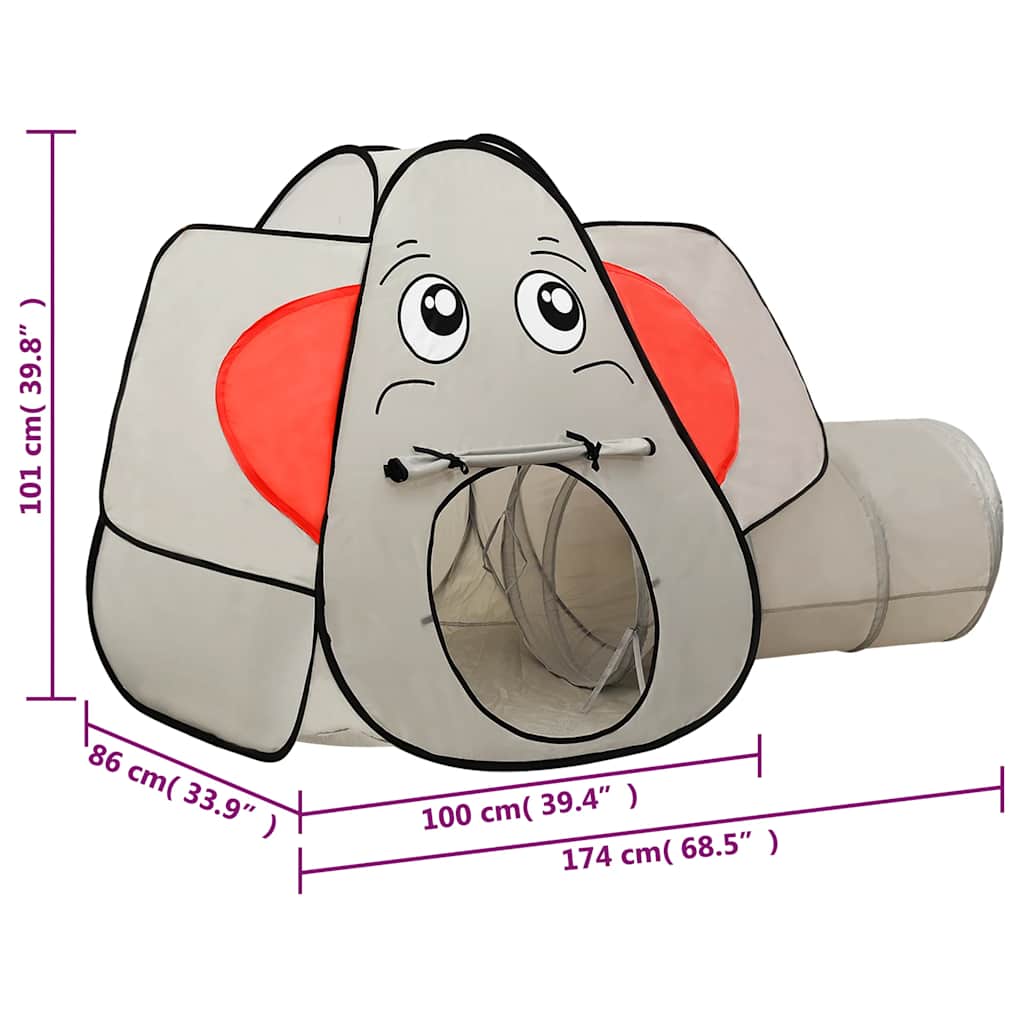 legetelt til børn 174x86x101 cm elefant grå