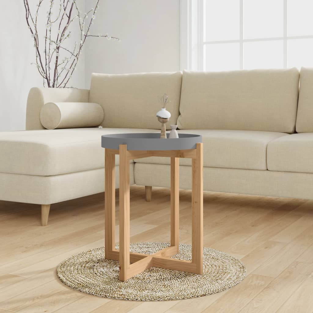sofabord 41x41x48,5 cm konstrueret træ og massivt fyrretræ grå
