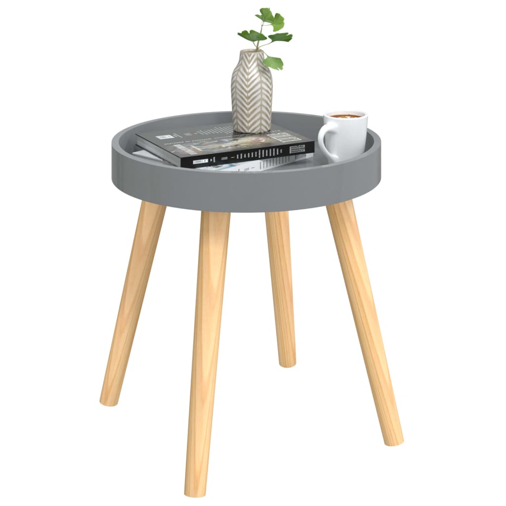 sidebord 38x38x40 cm konstrueret træ og massivt fyrretræ grå