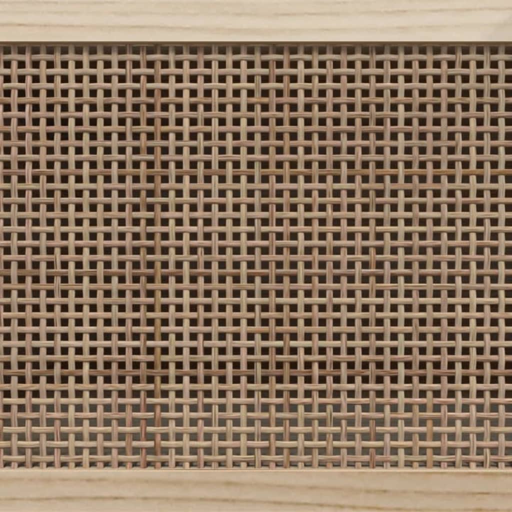 tv-bord 80x30x40 cm massivt fyrretræ og naturlig rattan hvid