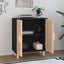 skænk 60x30x70 cm massivt fyrretræ og naturlig rattan sort