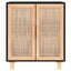 skænk 60x30x70 cm massivt fyrretræ og naturlig rattan sort