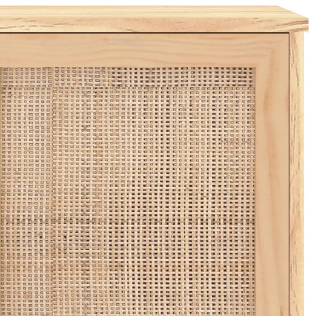 skænk 105x30x60 cm massivt fyrretræ og naturlig rattan brun