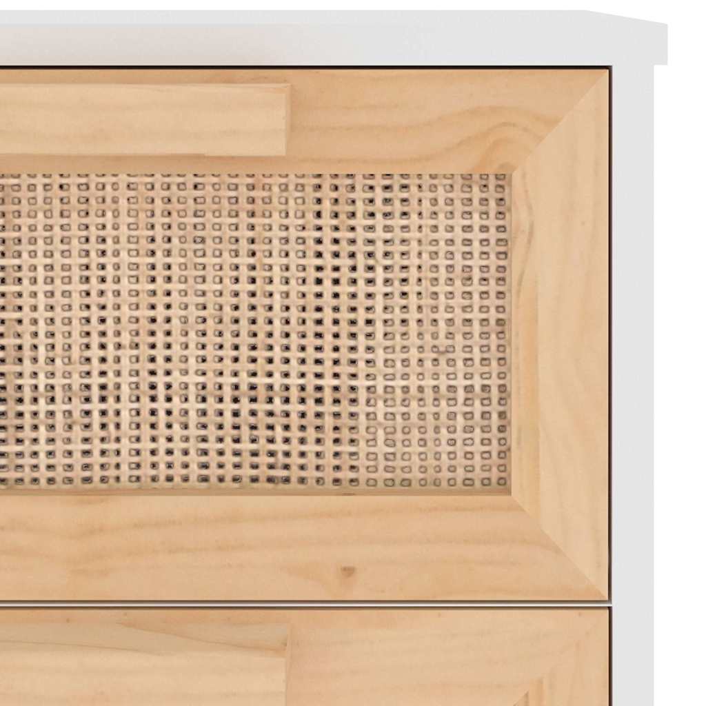 skænk 40x30x90 cm massivt fyrretræ og naturlig rattan hvid